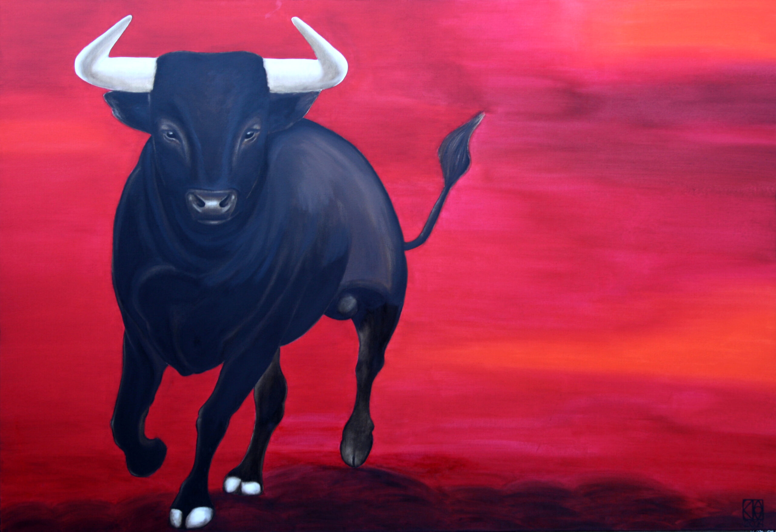 Título: Toro, óleo sobre tela/ 120 x 80 cm./no